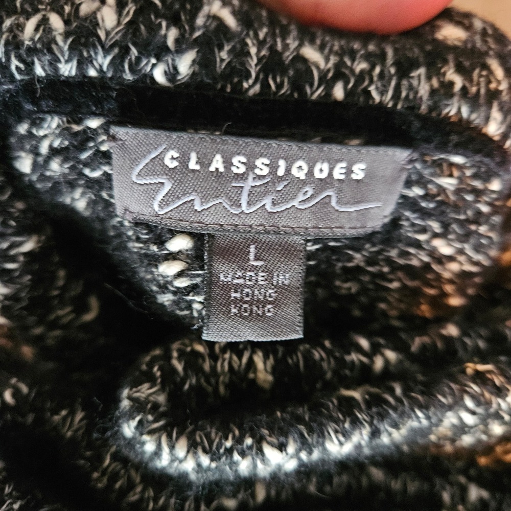 Classiques Entier Knit Cardigan Blazer Women Large Black White Wool Blend Velvet - Picture 3 of 5